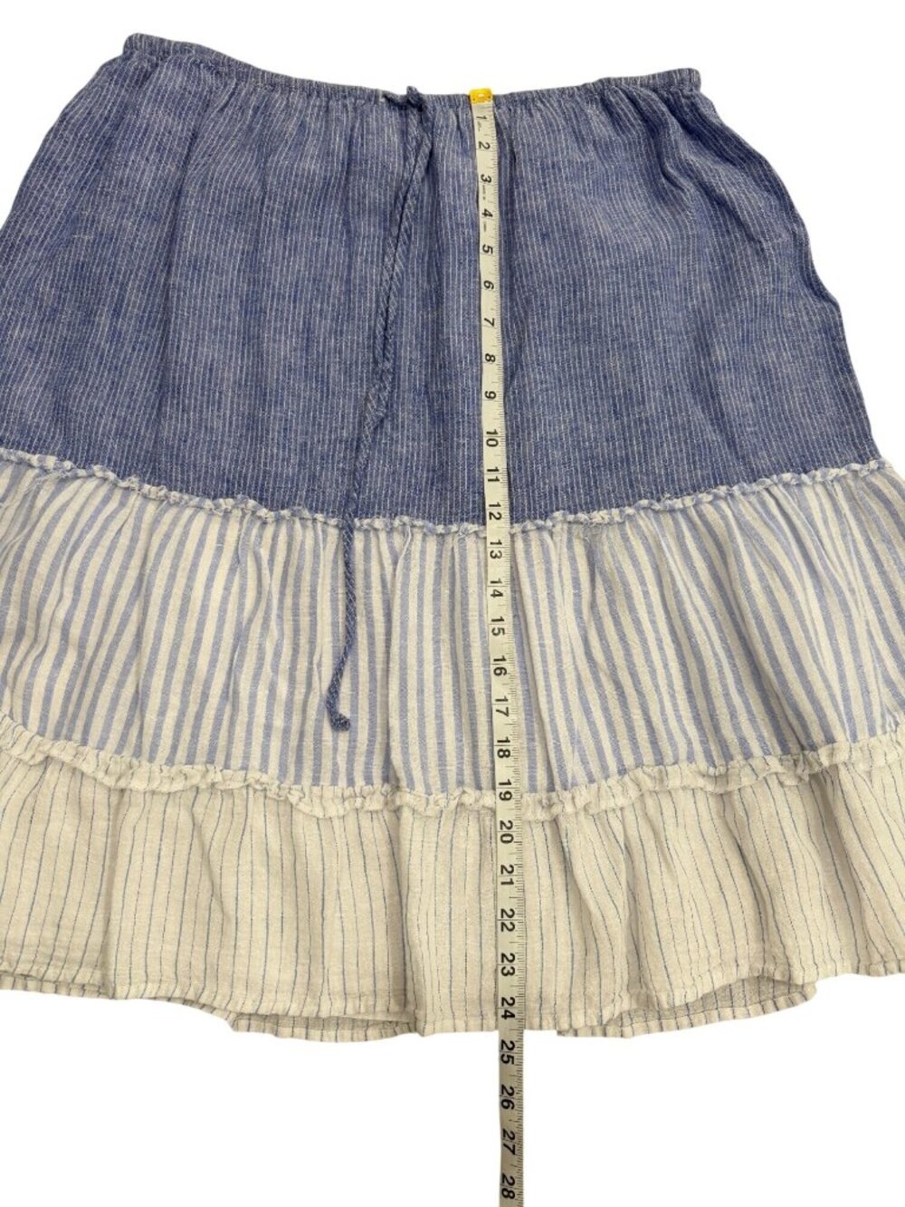 Rails Womens Size L Skirt Blue White Striped Tiered Linen Blend Boho Cottage - Picture 6 of 8
